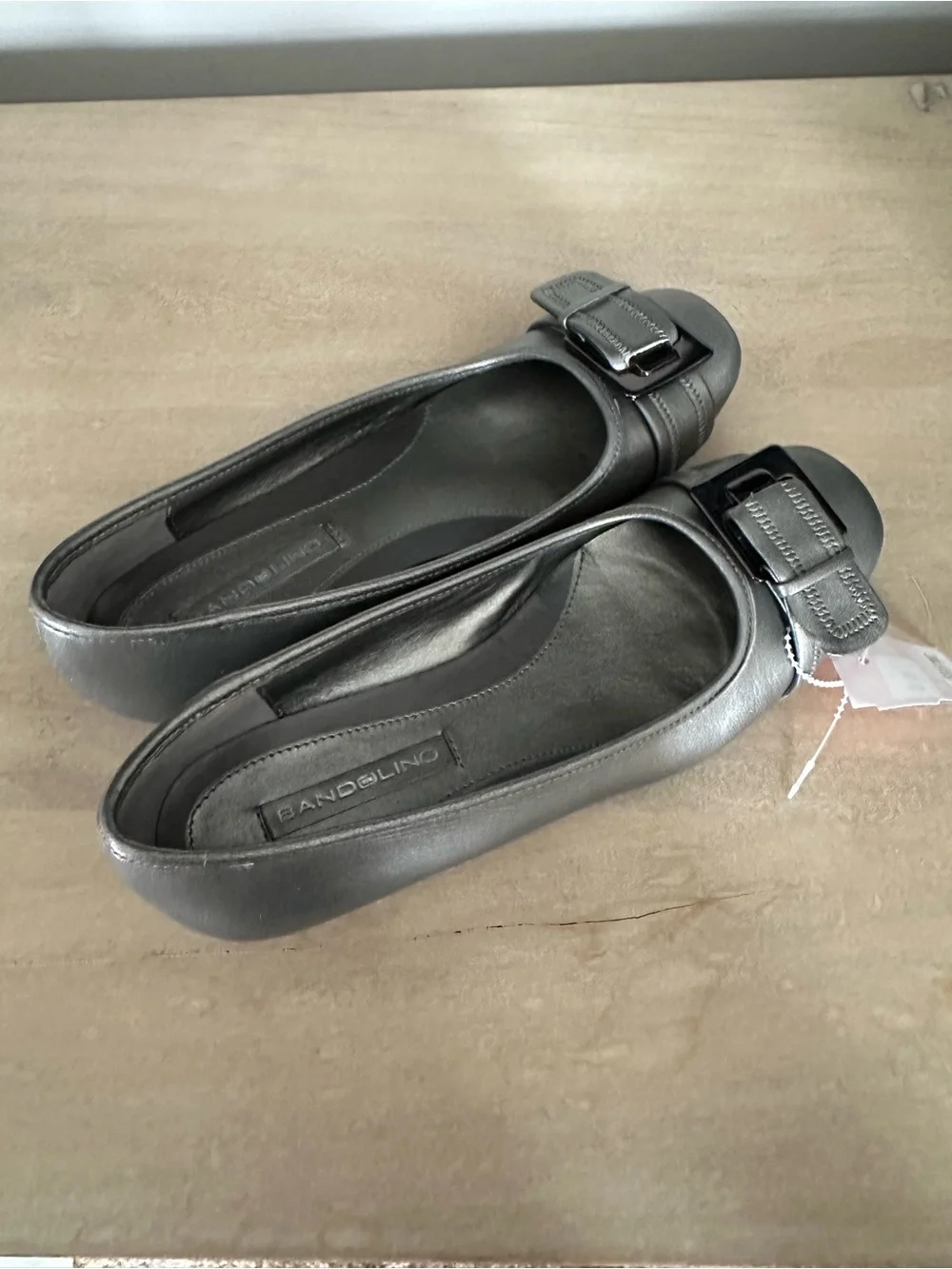 Bandolino Metallic Silver Buckle Slip-On Flats